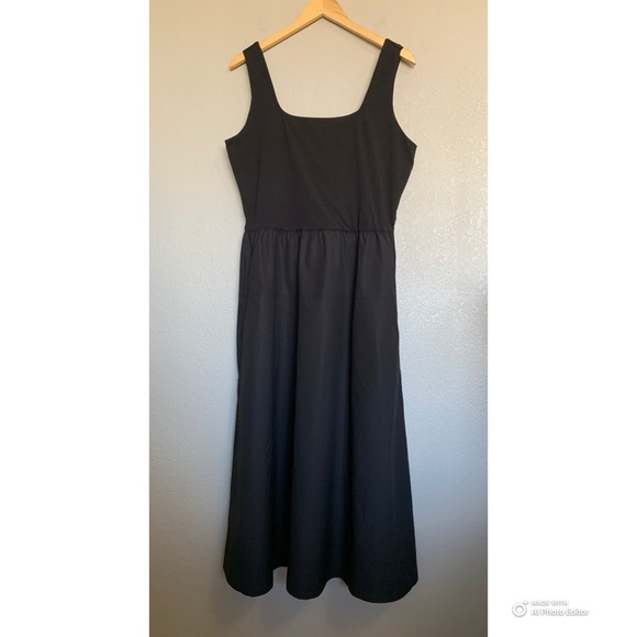 Everlane Size XL Black Supima Jersey Riviera Dress Midi Dress NWOT - Picture 3 of 17